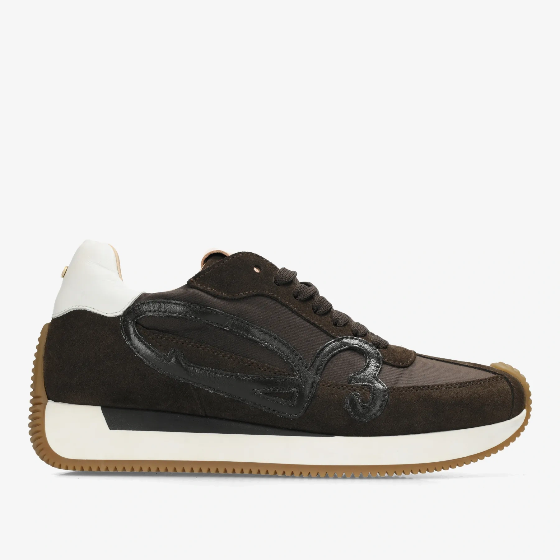 Yentl Sign sneaker mix donkerbruin